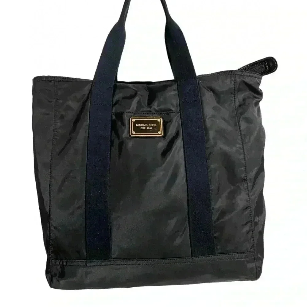 Michael kors black nylon hobo handbag